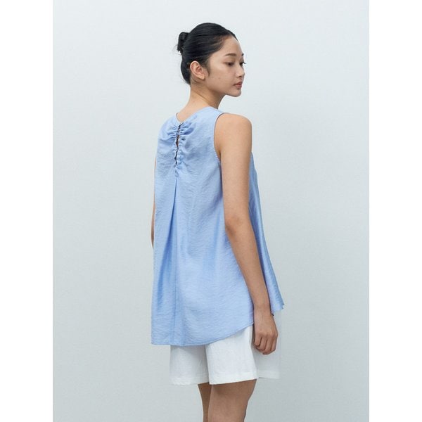 BACK SHIRRING SLEEVELESS BLOUSE LIGHT BLUE MBESTO006LB