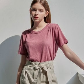 YAN13 LINEN ROUND HALF T MOCHA PINK