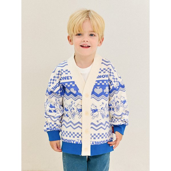 [디즈니]위니더푸 자가드허니가디건