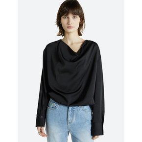 DRAPED OPEN BACK BLOUSE BLACK