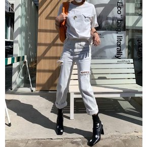 [Jierr]  tear cut white denim  1 color / S , M , L 사이즈