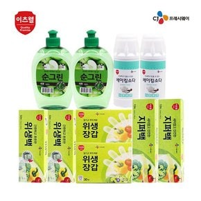 순그린 사과 500ml 2개,베이킹소다 500g 2개 + 위생백 50매 2개 + 지퍼백 10매 2개 + 위생장갑 30매 2개