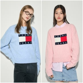 [장원영PICK] 여성 플래그 크루넥 스웨터 T32E7KTO40TWT1 TOMMY JEANS