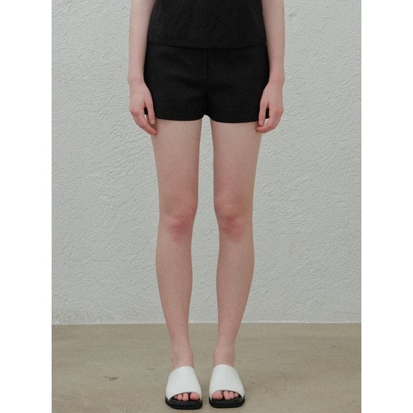 linen blended shorts (black)