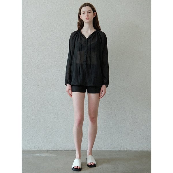 linen blended shorts (black)