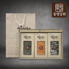 남해안 최상급 멸치 새우 3종 선물세트(다시멸치200g + 잔멸치250g+ 보리새우150g)