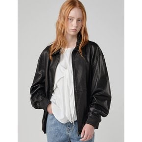 lambskin leather blouson jacket_black