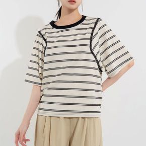 모엔트 레이스 단가라 티셔츠_P432494653