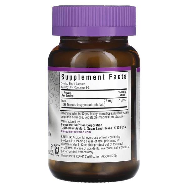 미국직구 Bluebonnet 블루보넷 엑스트라 스트렝스 킬레이트 철분 아이언 27mg 90베지캡슐