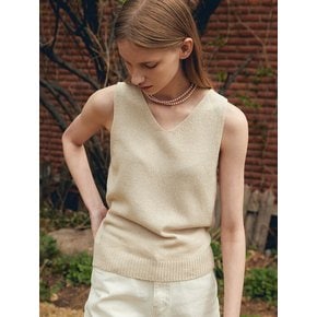 LINEN SLEEVELESS KNIT (natural beige)