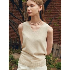 LINEN SLEEVELESS KNIT (natural beige)