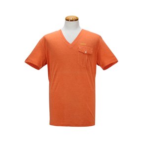 74GC0773 S20696 039/ 남성 오렌지 로고 브이넥 포켓 티셔츠