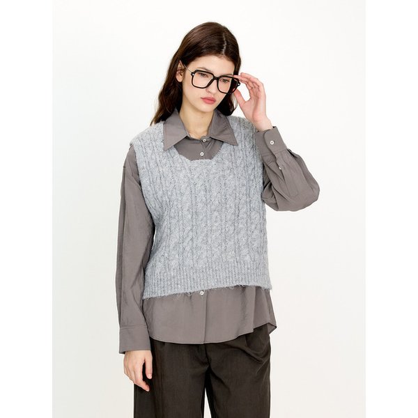 AR_Classic pastel cable vest_5color