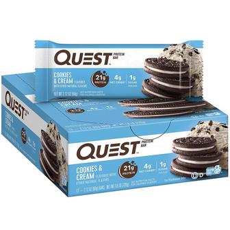  [해외직구] Quest Nutrition 퀘스트 프로틴바 쿠키앤크림 21g 12입 Protein Bar Cookies & Cream 12 Bars 2.12 oz (60 g) Each