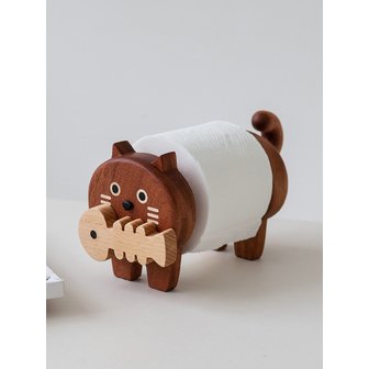 빌레뜨 귀여운 고양이 우드 두루마리 휴지걸이 자석 오프너 세트