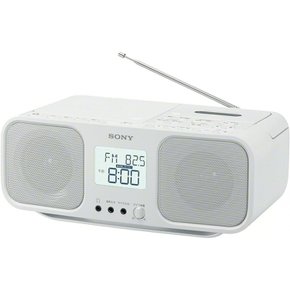 소니 CD/카세트/라디오, FM/AM/와이드 FM 호환, LCD, 가라오케, 배터리, 흰색, CFD-S401 W