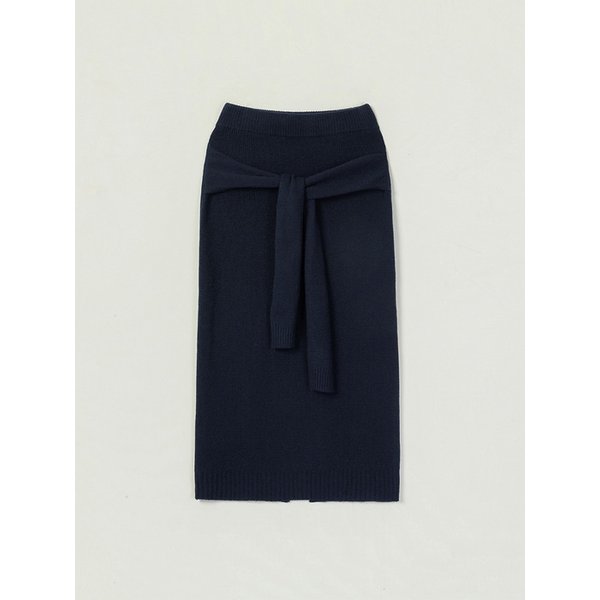 YAVIN TIE WOOL KNIT SKIRT_NAVY