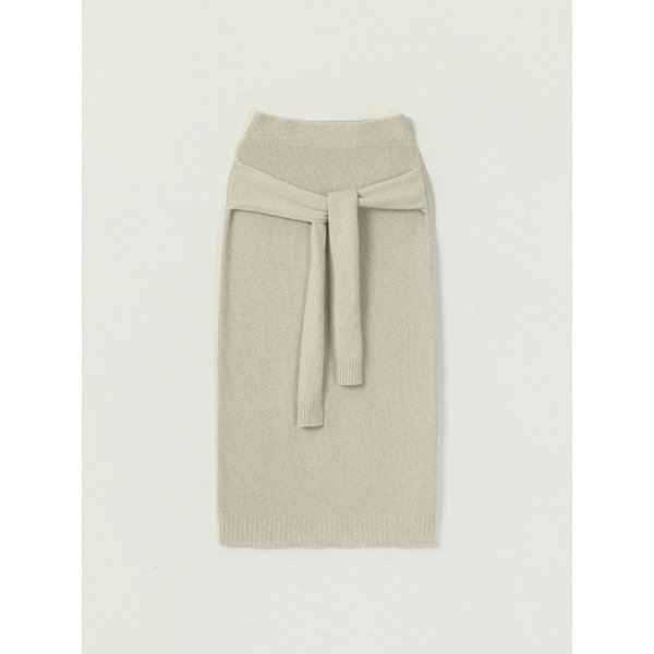 YAVIN TIE WOOL KNIT SKIRT_NAVY