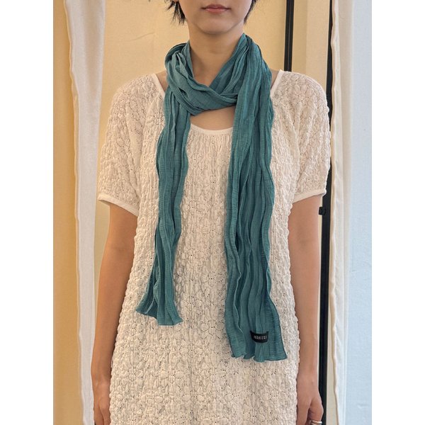 Wave Crinkled Long Scarf (blue green)