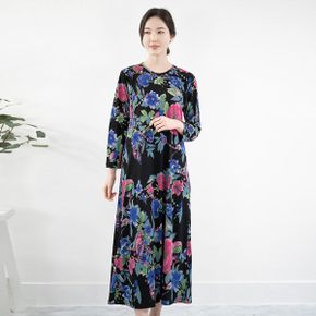 엄마옷 면 블랙바탕꽃 원피스 홈웨어 MQG128645 마담 미시 중년여성 빅사이즈 .._P435532836