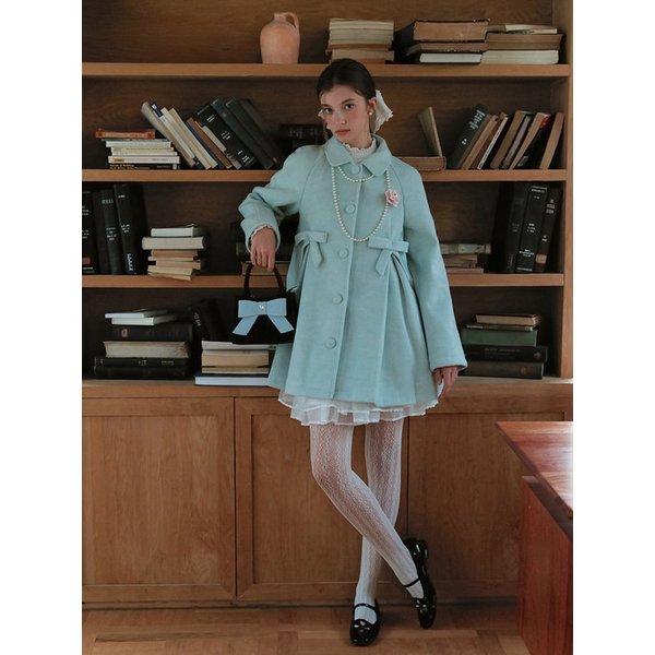 Cest_Ribbon balmacaan half coat