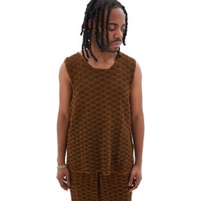 Knitcheck Square Tank Top (Bark)