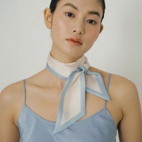 Long Twilly Silk Scarf - Baby Blue/Cream