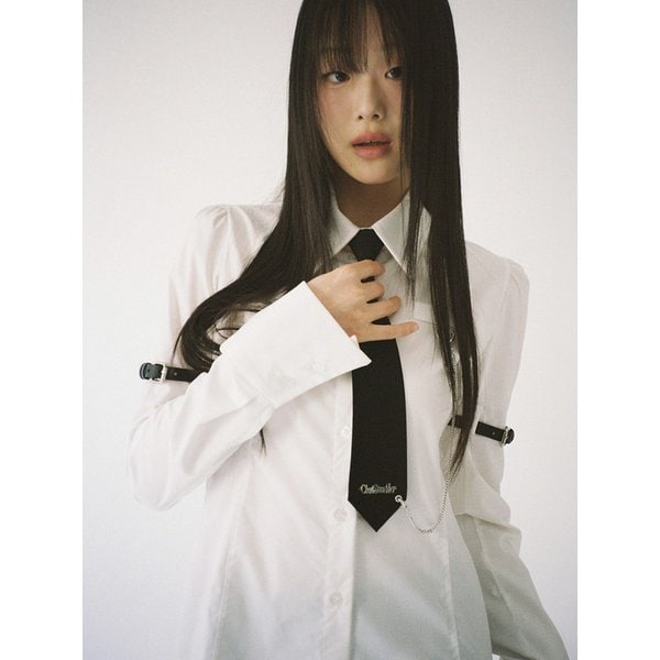 Sleeve Belt Tie Shirt - WHITE