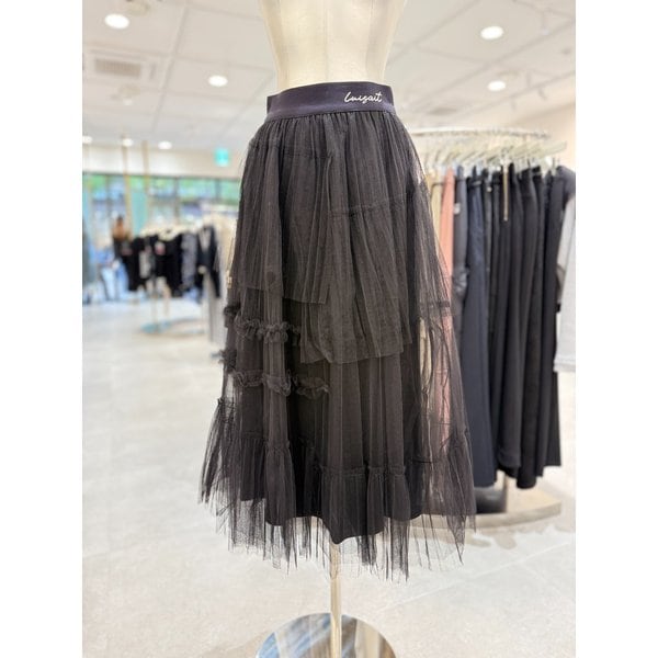 [부산점] 언발 플리츠 프릴 롱 플레어 스커트 EQ4WS164