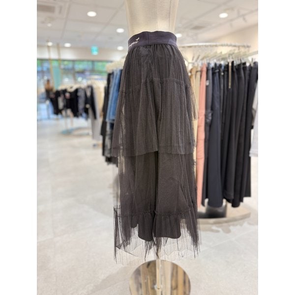 [부산점] 언발 플리츠 프릴 롱 플레어 스커트 EQ4WS164