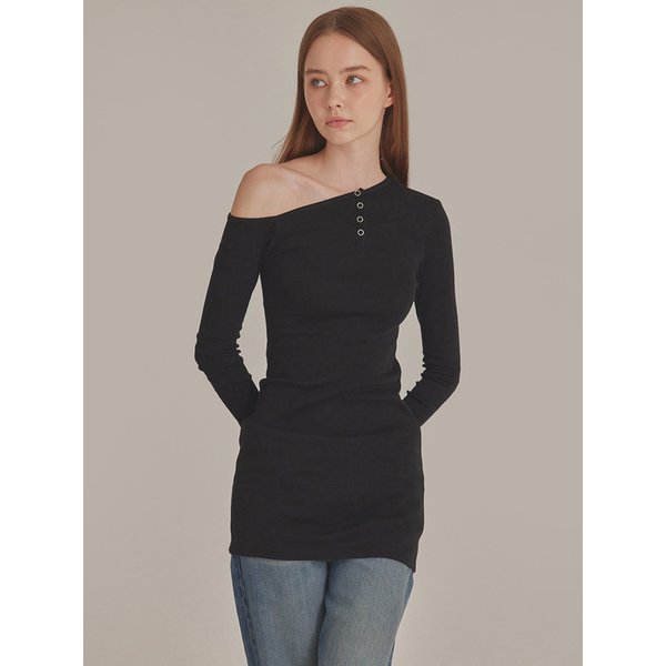 METAL SNAP ONE SHOULDER DRESS_T426DS501