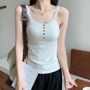 1+1 밍크 기모 여성 민소매 나시티 면 레이스 캡내장 골지 이너 가을 겨울 여자 나시티