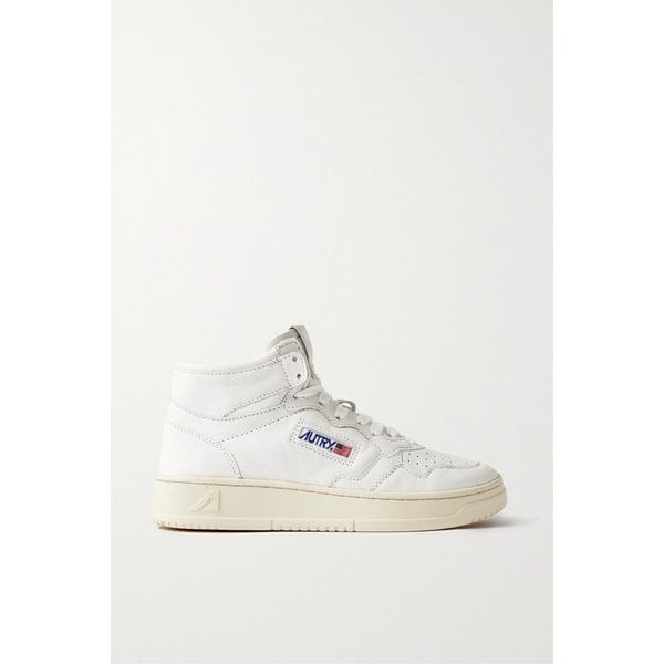 메달리스트 미드 하이 탑 가죽 스니커즈 화이트