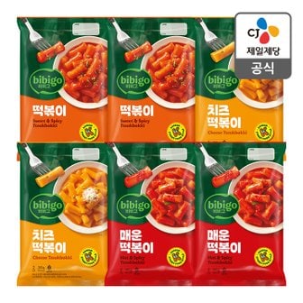 CJ제일제당 [본사배송] 비비고 떡볶이 3종(기본 떡볶이 x2+매운떡볶이x2+치즈떡볶이x2)(상온)