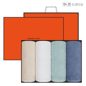 송월 뉴 베이직 130g (40x80cm/130g/30수 면100) 4장 선물세트(케이스+쇼핑백)