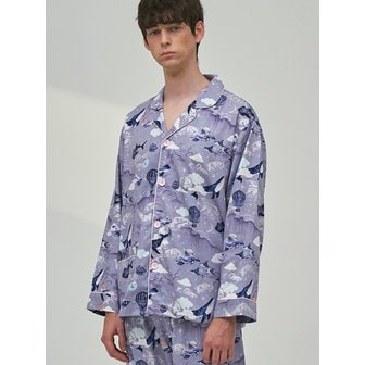 이루시다 텐셀 모달 스카이웨일랜드 패턴 긴팔 세트 남성 잠옷