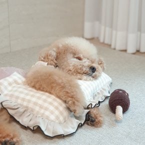 코코 체크 반달 유모차 고양이 강아지베개 일체형