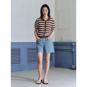 Stripe Crochet Knit Cardigan  Brown (KE555AM02B)