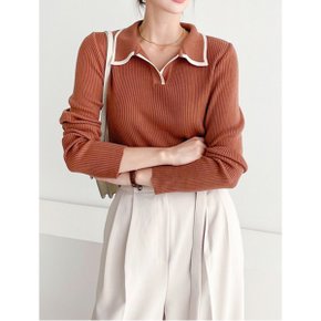 모던 베이직 카라넥 배색 긴팔 니트  WIBANT193 _P356431546