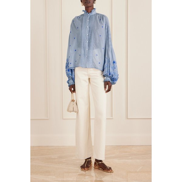 티에리 콜슨 슬라바 루시드 플리츠 자수 코튼 보일 셔츠 46376663162984778