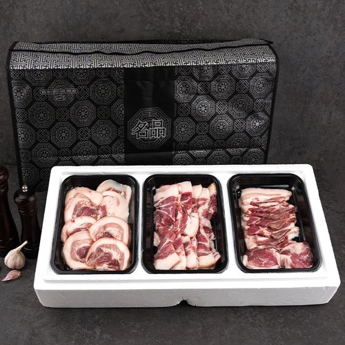 [자연맛남] 숙성돼지 특수부위 한판 선물세트 900g(뒷고기모듬/돈뽈항정/왕꼬들살,각300g)