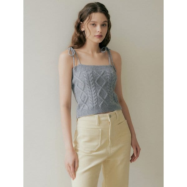 [리퍼브] 153 bubble crop knit top (melange gray)