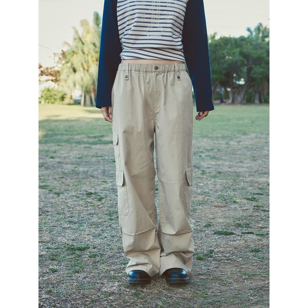 WASHED COTTON CARGO PANTS (BEIGE)