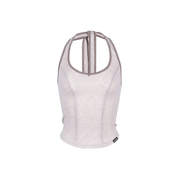 HALTER NECK KNIT SLEEVELESS_Oatmeal