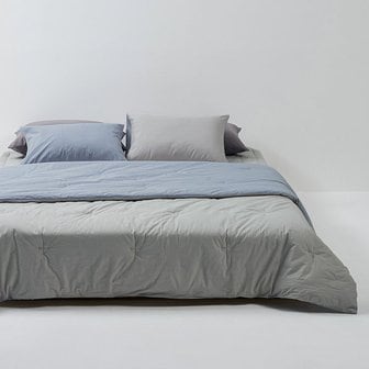 JAJU 사각사각 코튼 배색 차렵이불 Q 그레이블루 J60N902149696