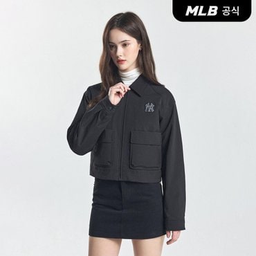 MLB [코리아공식] 여성 베이직 카라 크롭 워크자켓 NY (Black)