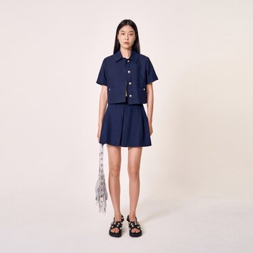 마쥬 린넨 블렌드 버튼업 크롭 자켓