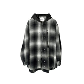 코드 Zip-Pocket Hooded Stud Shirt_BK