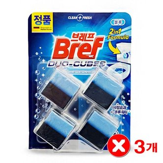  브레프 변기 청소 세정제 듀오큐브 블루워터 블루 X3