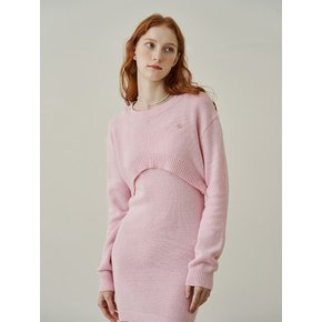 Sot basic crop bolero knit - pink